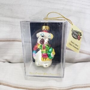 Designers Studio Handcrafted Glass Ornament Christmas Penguin 3 Inch With Box